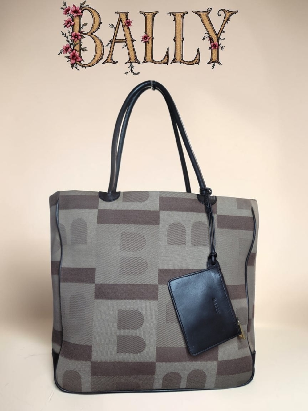 Bally Bevilacqua Monogram Canvas Tote Bag With Pouch EUC